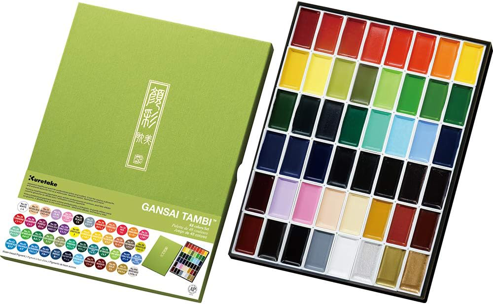 Kuretake GANSAI TAMBI Watercolor Paint Set, 36 Colors, Professional-quality